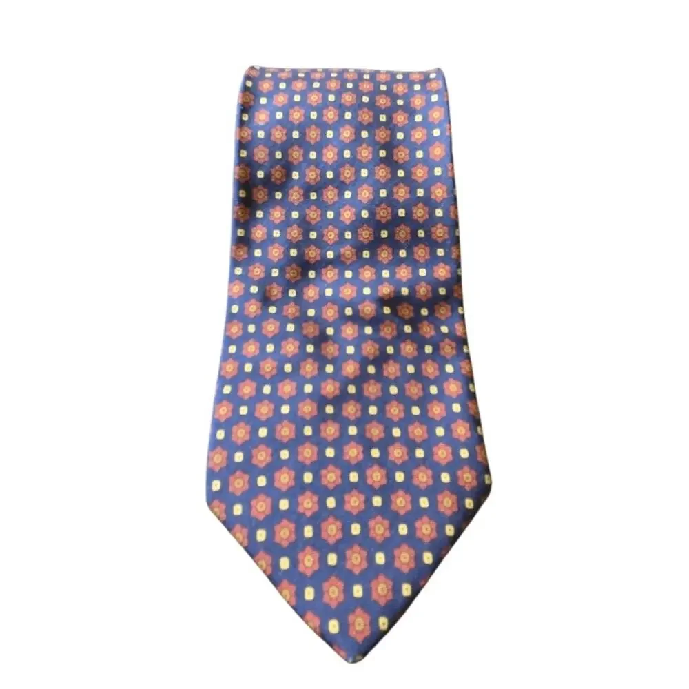 Brooks Brothers Makers Pure Silk Tie Geometric Floral Medallion Foulard Necktie
